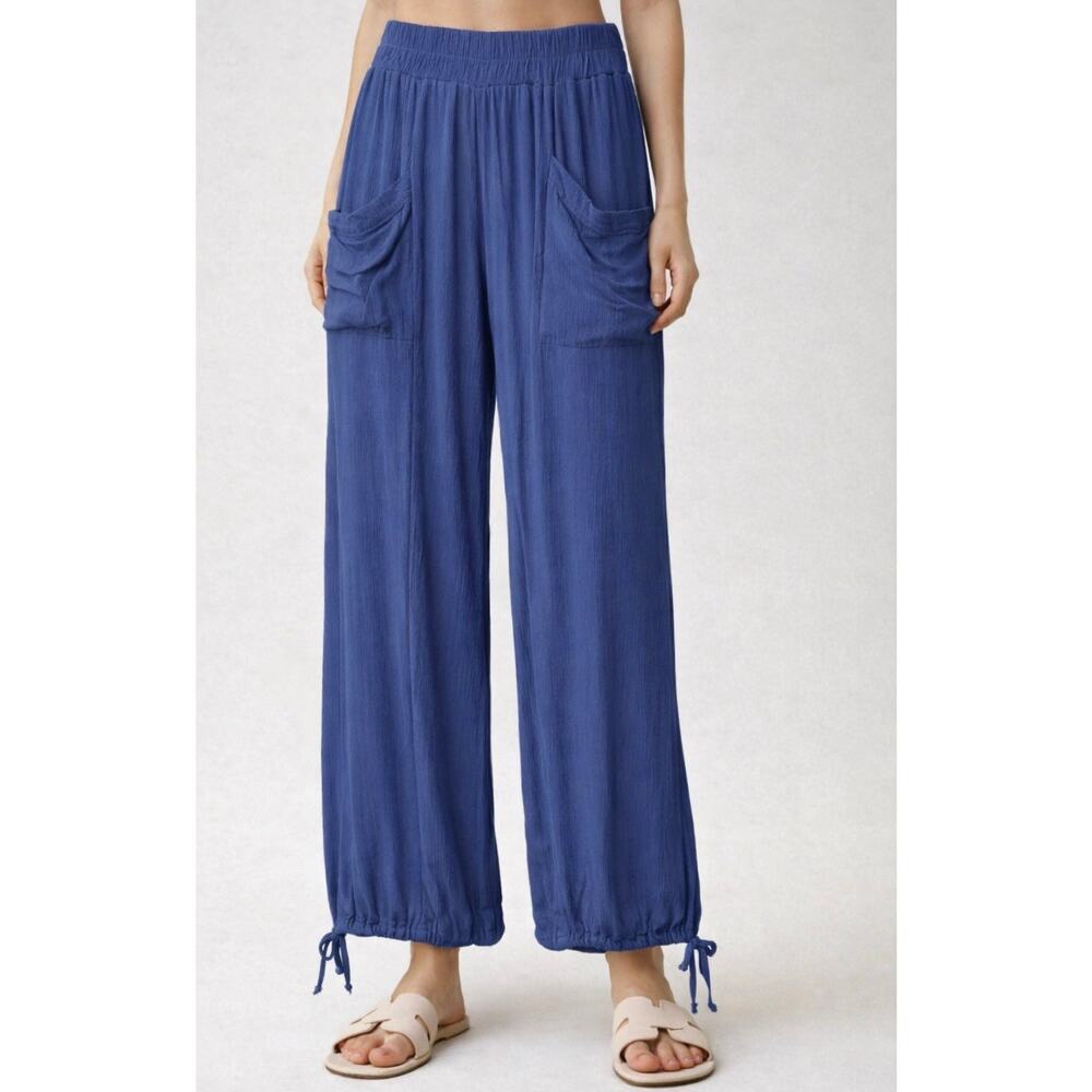 Blue relaxed boho on trend pants